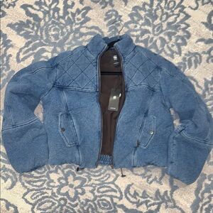 Padded cocoon bomber Blue Quilted Jacket